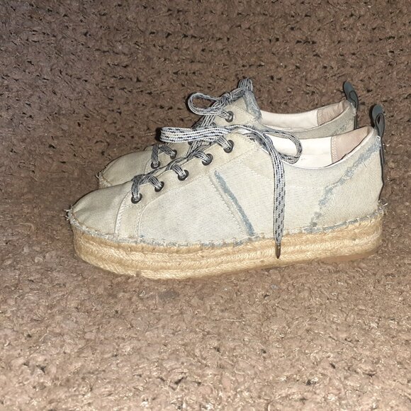 SAM EDELMAN-Carleigh Blue Chambray Denim Lace Up Espadrilles-Sz 8-Excellent - Picture 2 of 7